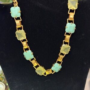 Vintage Vince Camuto Necklace Green And Yellow Acrylic Prong Set Bead Necklace